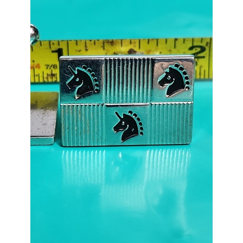 Vintage Silver-Tone Unicorn Cufflinks – Square Men’s Mythical Collectible Gift - Picture 2 of 8